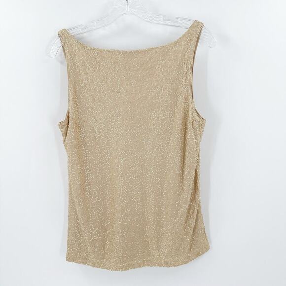 Talbots Tan Scoop Neck Sleeveless Pullover Sequin Tank Top Women's Size Large - Picture 2 of 9